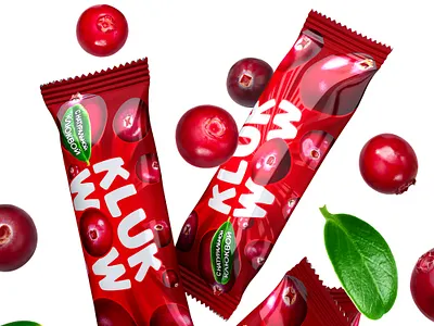 КLUK-WOW — candy with berries berry brand candy chocolate cranberry dessert flow pack food logo package package design trademark