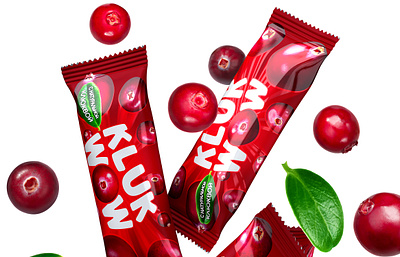 КLUK-WOW — candy with berries berry brand candy chocolate cranberry dessert flow pack food logo package package design trademark