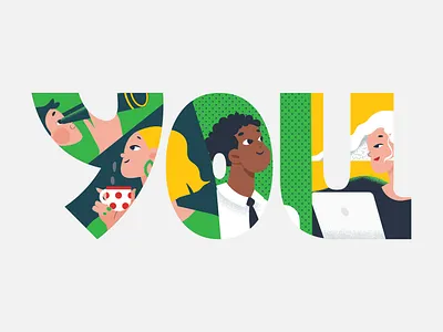 YOU branding character characterdiversity graphic design illustration vector webillustration webpageillustration word wordillustration you
