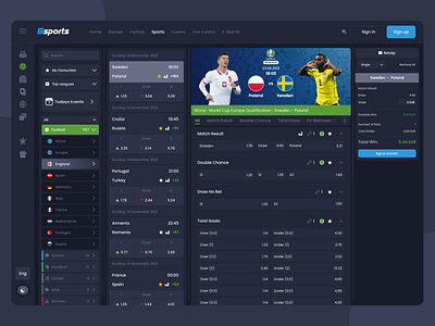 Gsports | Sportsbook bet betting casino clean experience minimal sport ui ux