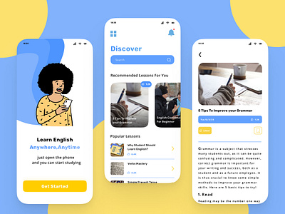English Course Mobile App clean ui design daily ui english course exploration ui inspiration ui mobile app mobile app design ui ui design ui ux