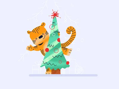 Happy New Year 2022 2d animal art flat happy happynewyear illustration illustration art newyaer tiger