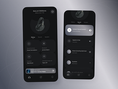 Sony Headphones app concept app app design bluetooth clean design headphones ios mobile music player settings sony ui user ux