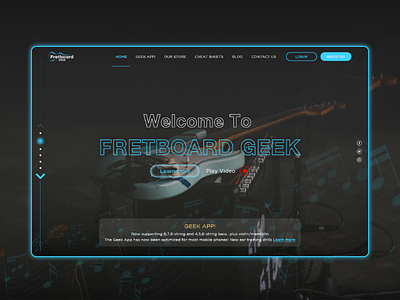 Fretboard GEEK Music Website Design branding dark design design ecommerce website full website graphic design illustration landing page landingpage logo marketplace music musician nft nft marketplace portfolio website real estate template uiux website concept
