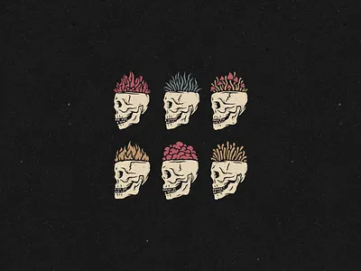 6 SKULLS art artwork band black clothing dark darkart death design fun funny illustration merch nft print rock skeleton skulls t shirt tshirt design