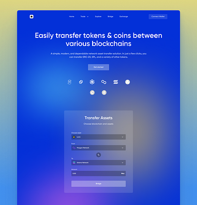 Blockchain bridge Landing page app blockchain crypto design financial app minimalism ui uiux ux web3