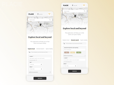 PLACIE phone app art branding design graphic design illustration logo maps minimalism new phone search ui ux