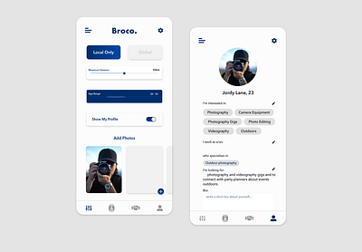 Broco App ui - the app for men to make business connections app design business chat connections contact linkedin network networking social media