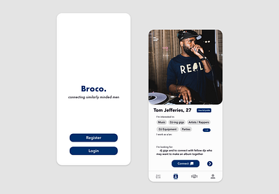 Broco App UI design - the app for men to make connections adobexd app design app ui bumble business connections dating hinge linkedin men social media syntapps tinder upwork