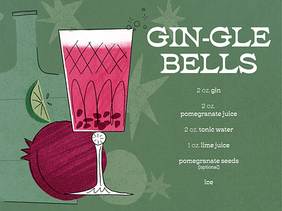 Holiday Cocktails adobe brush christmas cocktail design gin holiday illustration illustrator pomegranate procreate recipe seasonal texture typography vector