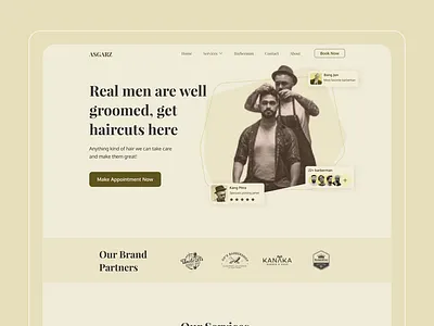 Asgarz - barbershop landing page animation animation barbershop creativedesign design exploration explore grooming landingpage man uidesign uiux webdesign weblanding
