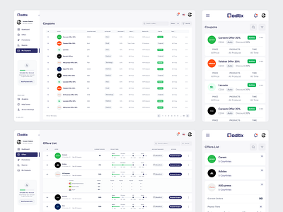 Adltix Partners System affiliates dashboard list partners system table ui ux white