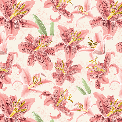 Summer Floral - Lily collection botanical botanicalillustration fabric feminine floral greetingcards homedecor illustration lily luxe maximalist repeatpattern romantic surfacepatterndesign wallart