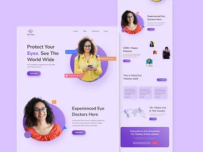 Eye Care Landing Page Design 3d design branding concept ui design eye care health care minimal ui new concept responsive sunglass ui ui trend ux ux research web design