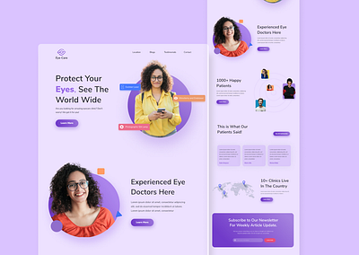 Eye Care Landing Page Design 3d design branding concept ui design eye care health care minimal ui new concept responsive sunglass ui ui trend ux ux research web design