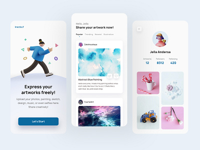 Kreate.if - Artwork Sharing Platform app design artwork clean design inspiration minimal modern design modern ui sharing platform simple simple ui social media social media app social media design social media ui socmed app ui user centered user interface user interface design