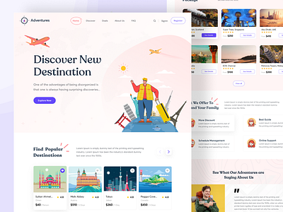 Travel Website animation app booking branding cards design flight graphic design header icon illustration landing page logo motion graphics travel ui ui8 ux vector website