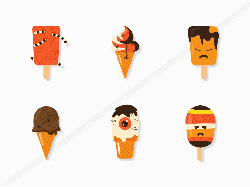 Halloween ice Cream Animated Stickers adobe aftereffects animated emote animated gif animated sticker custom emojis emote halloween horror ice cream motion graphics sticker zombie