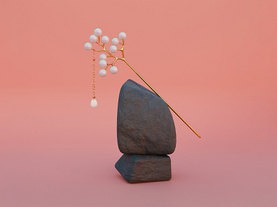 Hairpin 3d 3d art beauty blender3d cgi design geometry hairpin illustration nature stone