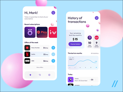 Subscription Management App animation app dashboard design motion graphics netflix purrweb startup subscription ui ux