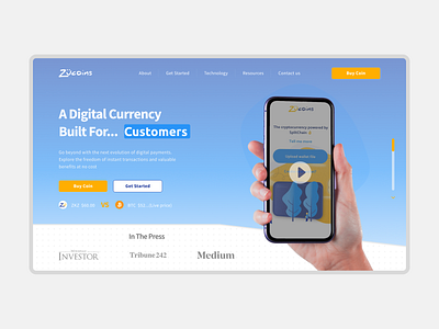 Zucoins Hero Section behance crypto design dribbble figma hero section ui