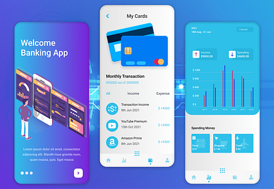 Banking Mobile Application app branding design graphic design illustration ui ux