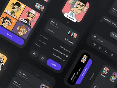 NFT Mobile App UI app branding card crypto cryptocurrency dashboard design exchange illustration inspiration interface logo market mobile nft platform token trade ui ux