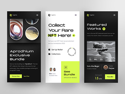 Ngehe - NFT Landing Page Responsive Version Explorations app bitcoin blockchain cryptocurrency dark etherium gallery landing landingpage marketplace mobile nft nft coin nft landing pafe responsive ui uiux web website