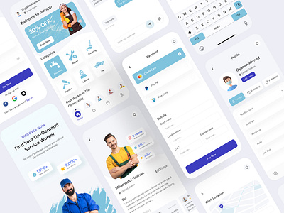 On-Demand Service Mobile App Design 3d animation app best design branding clean design cleaner app design graphic design illustration logo mekanic app online marketing plumber app repair app ui ui design uiuxdesign vehicle app