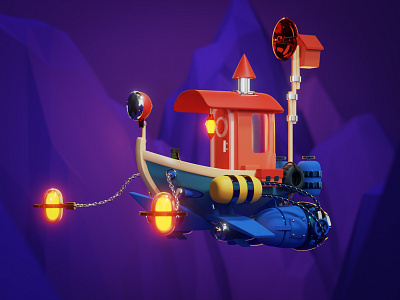 Flying ship 3d 3d art 3d artwork 3d design 3d illustration 3d ilustration art blender boat character design fly game game art graphic design illustration nft space ship transport