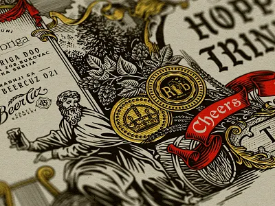 Hoppy Trinity / Teaser beer brewery craft design drawing illustration label old packaging retro vintage