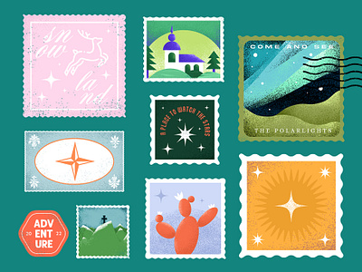 Stamp designs for a travel calendar 🌐 calendar collection colourful creative design destination earth freelance illustrator gift graphic design illustrated illustration katycreates new work photoshop present stamps textures travel world