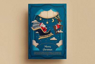 Paper Art Christmas Flyer Template catalog christmas christmas card clean design flyer flyer template illustration indesign magazine merry new year new year card paper paper art print printable template xmas xmas card