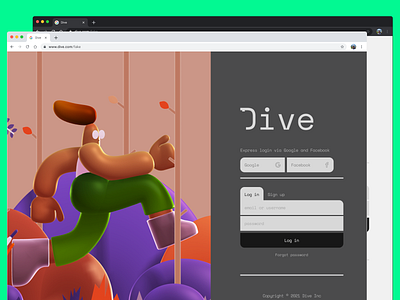 Dive NFT Platform Login 3d figma ui visual design web design