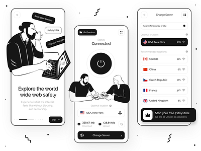 VPN Proxy App Concept connection interface internet ios location mobile app network privacy safe security shield ui ux vpn vpn app