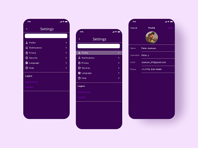 Settings page app design figma design ios mobile settings page ui ux