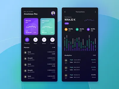 Crypto App Dark ver - Exploration Design apple design illustration ios iphone logo mobile ui uiux ux