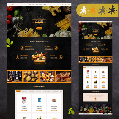 Landing page UI for a food product selling company -Dark Theme dark dark theme ecommerce food food products foods italian landing page meals ui design ui designer uiux user experience user interface web design website