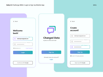 Login & Sign Up | Daily UI Challenge dailyui ui