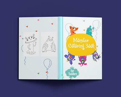 KDP Monster Coloring Book For Toddlers book cover branding children book covercute coverkids design fiverr graphic design interior kdp logo typography ui vector vintage book