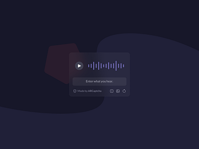 Audio Captcha Widget in Dark Mode captcha dark dark mode design desktop experience flat interface minimal ui user ux web widget