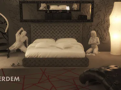 Dark Bedroom 3d architecture interior modeling render