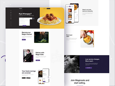 Magic Eats Web UI adobe xd branding custom website delivery app flat design food app food delivery graphic design landing page minimalism mobile nft product design prototype research design ui ui ux user experience user interface web ui