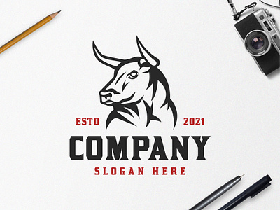 Bull Logo animal logo branding bull cow design illustration logo logo design logodesign logotype meat minimalist logo strong