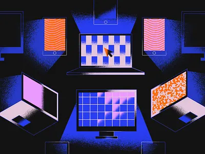 Bring your own device device editorial illustration laptop light phone texture