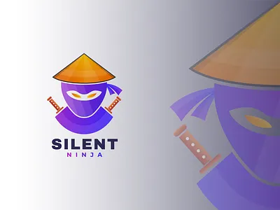 Silent Ninja Logo Mark abstract logo assassin blade brand identity cartoon character creative logo dark night fighter game gradient logo illustration karate martial art mascot modern logo ninja samurai silent warrior