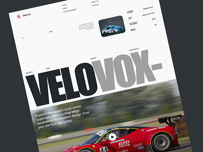 Velovox - Sport Car Events Website agency branding car company electric elementor event ferrari framer landing page profile race sport ui vehicle webflow website wordpress