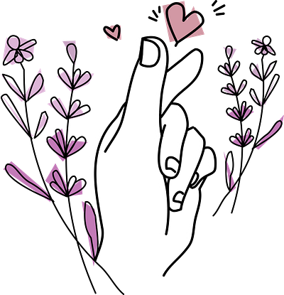 Minimalist Hand Love Gesture - Cute Aesthetic Line Art aesthetic art colorful cute design drawing floral heart illustration line art love love quote minimal minimalist nature pink purple romantic simple vintage