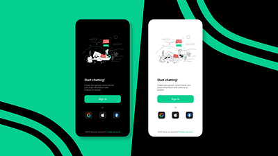 Modern Chat start screen app design graphic design ui uidesign ux