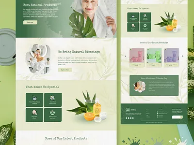 Landing page UI for a Skincare Products Website beauty care cleanup earthly facial home homepage landing page skin skincare skincare products uiux uiux designer user experience user interface web design web designing